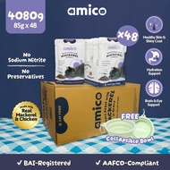 Amico Wet Cat Food Mackerel & Chicken in Gravy - All Breeds and Ages (85g x 48pcs)