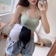 Ladies Sexy Front Sando Top With Padded Wireless Bralette Crop Top Tanks