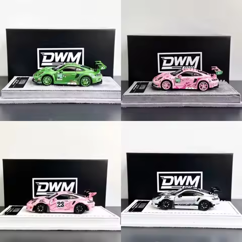 DWM 1:64 911 GT3 RS Racing Pink & Green #80 / Pink Pig / GT Silver Full Open Diecast Model Car