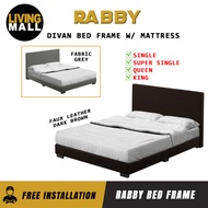 Living Mall Rabby Divan Bed Frame Fabric / Faux Leather Colour Options - All Sizes Available