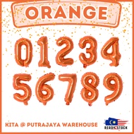 [16 Inch] - ORANGE Alphabet Balloon & Number Ballon ABC Letters Belon Huruf A-Z 0-9 Birthday Oren