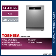 Toshiba Free Standing 14 Places Settings Dishwasher ~ DW14F1SMY