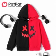 Patpat Kid Boy Colorblock mặt đồ họa Áo thể thao có mũ