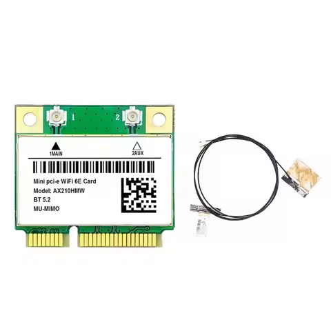 AED6-AX210HMW Wifi Card+Antenna Replacement Wifi 6E Mini PCI-E AX210 802.11Ax/Ac 2.4G/5G/6Ghz BT5.2 
