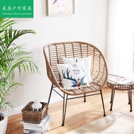 Creative Rattan Furniture Balcony Rattan Sofa Outdoor Sofa Coffee Table Courtyard Rattan Chair Sofa 