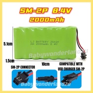 Bateri Kereta Kontrol 8.4V 2000mAh SM-2P RC Car Battery Remote Control Car Rechargeable Battery Toys