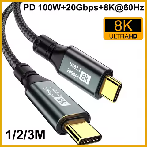 Braid Type C PD100W Fast Charging Cable USB 3.2 20Gbps ThunderBolt 3 8K 3m Data Cord For iPhone 15 P