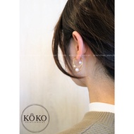 akoya pearl hoop earrings, three dimensional earrings, Japanese seawater pearl, 18k yellow gold