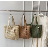 Ready Stock Shoulder Bag Niche Straw Woven Bag Female New Style Trendy Large-Capacity Commuter Tote 