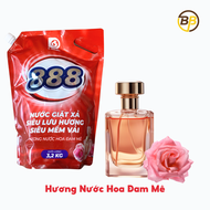 TÚI 3.2KG / THÙNG 4 TÚI NƯỚC GIẶT XẢ 888 HƯƠNG NƯỚC HOA ĐAM MÊ 2 TRONG 1