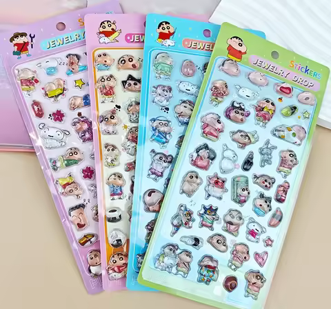 Crayon Shinchan Cartoon 3D Resin Sticker Cute Solid Decal Phone Case Bubble Sticker Decor