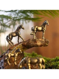 1只迷你銅合金小馬/走馬/走路的馬/飲水的馬/站立馬,馬像裝飾適用於苔蘚花盆水族箱微景觀裝飾