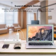 智慧擴充 4 插座 + 4 USB 集線器 WiFi Tuya應用程式和語音控制 智慧電源拖板支援 gymckp Google Home 和 Amazon Alexa  Smart Extension