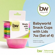 Babyworld Snack Cups with Lids 7oz (Set of 4)