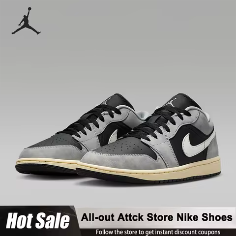 Nike Jordan Air 1 Low Men's Classic Lightweight Durable Basketball Shoes HQ2010-012 Smoke Grey Comfo