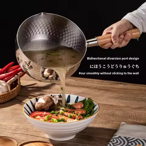 304 stainless steel snow flat pot instant noodle pot household soup pot milk pot steamer