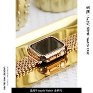 樂雨適用蘋果手表保護殼iwatch7/8代保護套apple watch6硬殼5/4/3電鍍鑲鉆半包表殼女款s8潮牌41/45/40/44mm