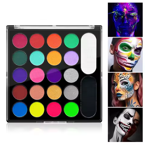 22 Colors Glow Fluorescent Neon Water Based Face Body Art Paint UV Glow Oil Painting Halloween Party