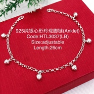 925 Sterling Silver anklet/HTL3037(LB)(for adult anklet) Silver/anklet for Adults
