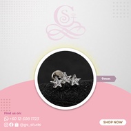 TITANIUM ASTM F-136 TRIPLE STAR STONES (SILVER)