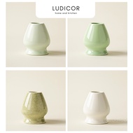 Chasen matcha broom stand made of ceramic and glass