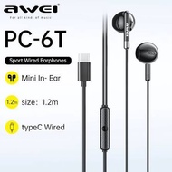 A-wei PC-6T Type C Earphones Original Stereo In Ear Wired Earbuds with HD Mic