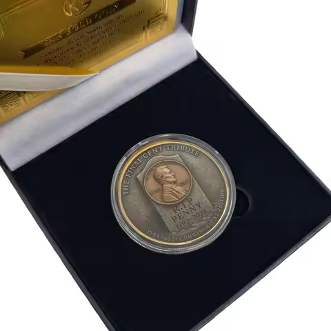 1/10pcs LIBERTY 2025 The Final Cent Tribute Souvenir Coin 1792-2025 Gold Plated United States Challe