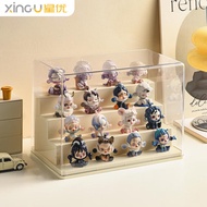 星优盲盒收纳展示架透明防尘桌面手办收纳柜亚克力展示盒 有阶梯款