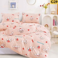 G9 1800Tc Knitted Cotton 5in1 Bedsheet With Comforter Set Cadar Kartun Fitted Bedsheet Bedding Set