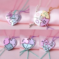 Simple Heart-Shaped Patchwork Necklace for Best Friends – Creative Heart-Shaped Pendant Necklace for