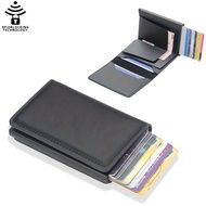 Baellerry กระเป๋าใส่บัตรเครดิต2023เคสอลูมิเนียมใหม่, เคสกระเป๋าเงินใส่บัตร RFID PU หนังป๊อปอัพที่ใส่กระเป๋าใส่เหรียญบัตร