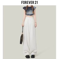 Forever 21 เอวสูงสีดําขาตรงกางเกงลําลองสําหรับผู้หญิงหลวมพอดีกางเกงฮาเร็มขากว้างเหมาะสําหรับหญิงสาว