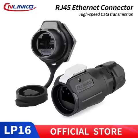 CNLINKO LP16 RJ45 CAT6 Network Connector IP68 Waterproof High-Speed Ethernet Connector Gold Plated 8