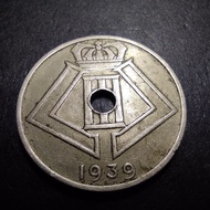 Belgium Old Coin King Leopold III 25 Cents Year 1939