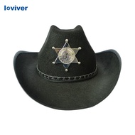 [Loviver] Women Men Western Cowboy Hat Sun Hat with String Jazz Hat Gentleman Hat