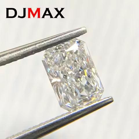 DJMAX 0.2-20ct Rare Radiant Cut Moissanite Loose Stone Real D Color Lab Grown Super White Certified 