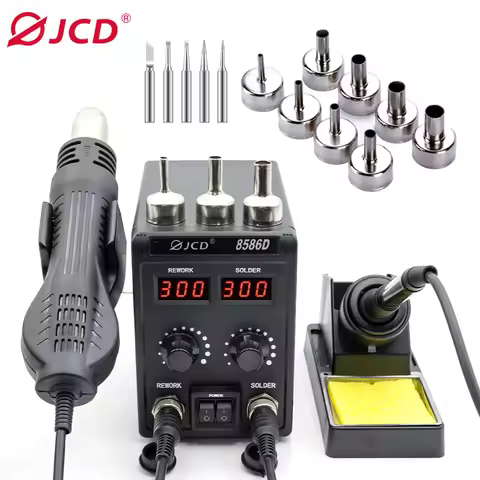 JCD 8586D Soldering Station 2 IN 1 Hot Air Gun LCD Dual Digital Display Electric Soldering Iron SMD 