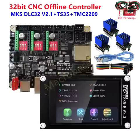 MKS DLC32 ESP32 WIFI control plate GRBL offline cnc laser marking controller TS35 display screen CNC