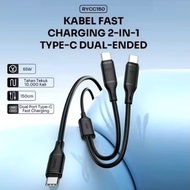 ROBOT TYPE-C TO TYPE-C FAST CHARGING DATA CABLE 65W 2IN1 DUAL ENDED 150cm RYCC150