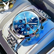 Playboy Jam Tangan Lelaki Watch Men's Business Original Waterproof Quartz Movement Stainless Steel Multifunctional Sport