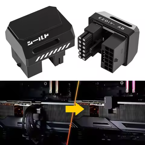 12VHPWR 180 Degree Angled Adapter GPU Male To Female Connector for 12+4pin RTX 3090Ti 4070Ti 4080 40