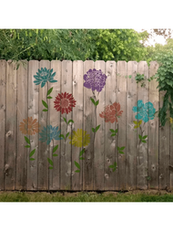 大型花卉模板,10入組可重複使用的木材花卉模板,向日葵牡丹花木材花卉模板,適用於裝飾花園圍欄牆壁的花卉畫模板