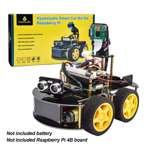 Keyestudio Raspberry Pi 4B Robot Car+5 Megapixels Camera Module Python Programming For Raspberry Pi 
