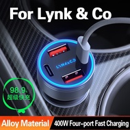Car Phone Quick Charger For Lynk & Co 400W Type C USB PD QC3.0 Four-port Fast Charging for Lynk & Co