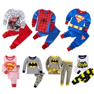 Superhero Spider man Bat man Kids Boys T-Shirts Shorts Outfits Pajamas Set Costume