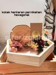 Box hantaran pernikahan /kotak seserahan pernikahan kayu jati belanda model hexagonal