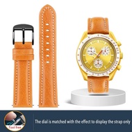 สำหรับ Omega X Swatch Joint MoonSwatch Co ตราสายหนังแท้ Vintage ผู้ชายผู้หญิง Planet สร้อยข้อมือนาฬิกา 20 มม
