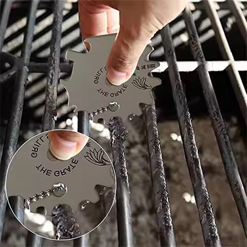 Portable Metal BBQ Grills Grate Cleaner Cleaning Barbecue Scraper Scrubber Tool Grill Cleaning Barbe