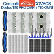 Compatible with Ecovacs Deebot T80 Omni T80 Pro Omni Main Brush Side Brush Filter Dust Bag Mop Cloth