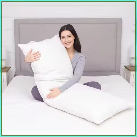 White Goose Feather and Down Body Pillow 20x54 Inches for Side Sleepers